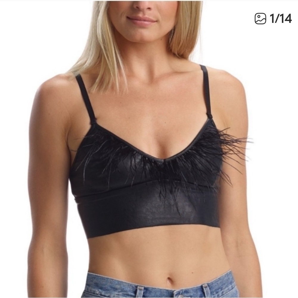 NWT Commando Faux Leather Feather Bralette